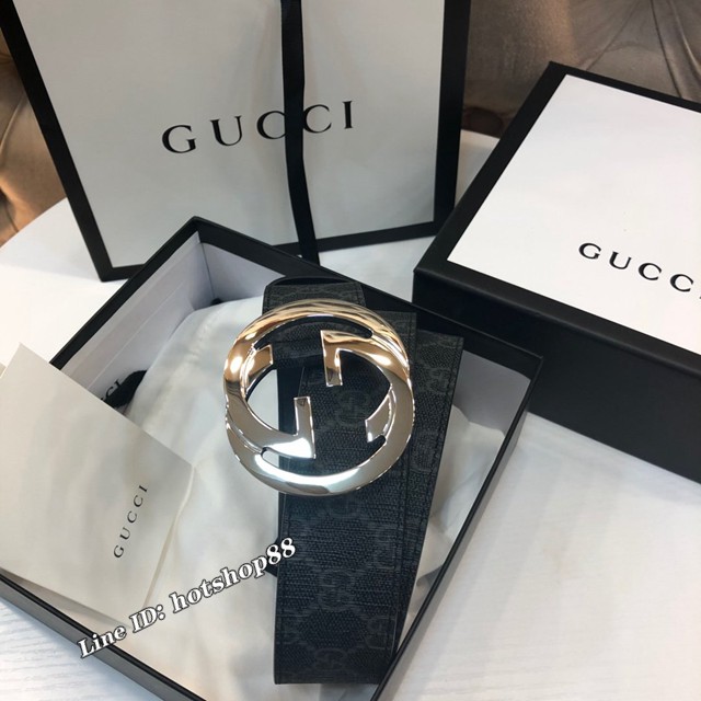 Gucci經典男士皮帶 古奇PVC人造帆布印花腰帶  jjp2523